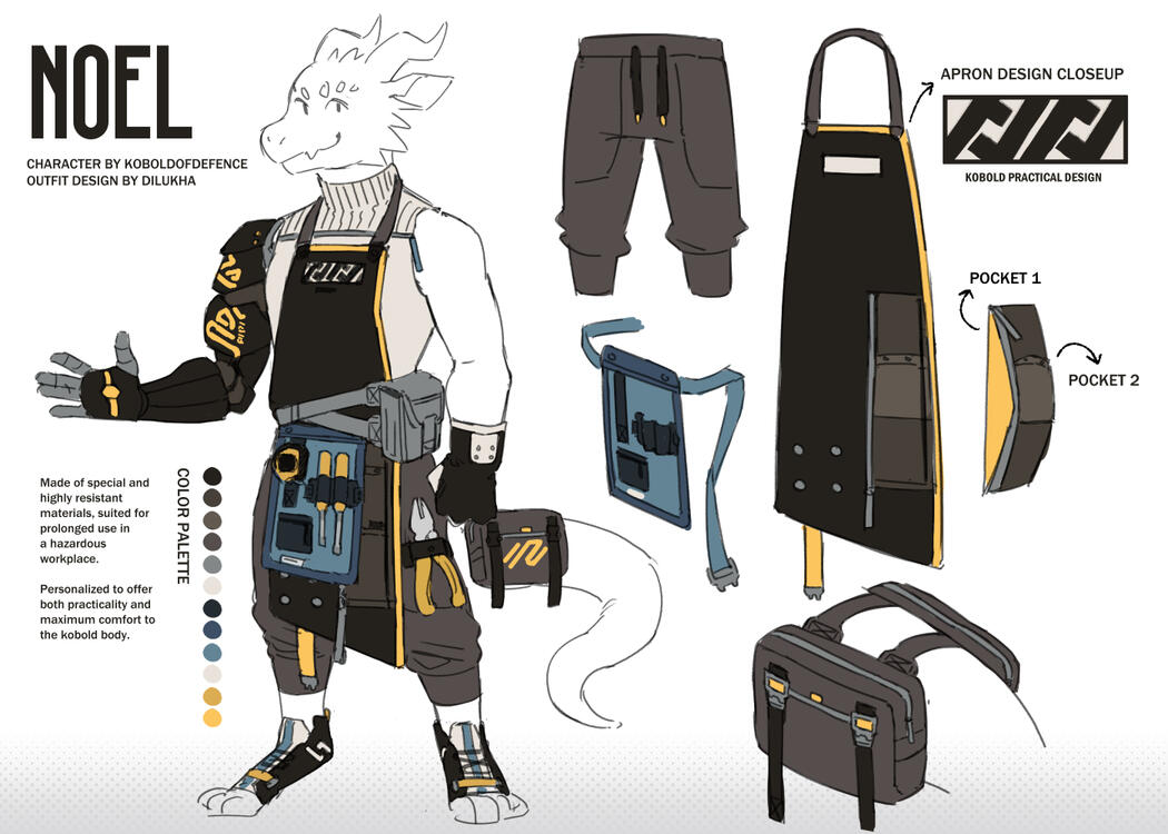 outfit reference sheet for @koboldofdefence (twt)